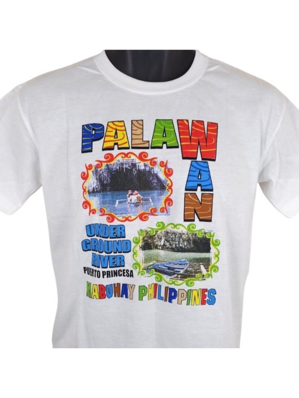 Underground River T Shirt Mens Size Small White Palawan Philippines Mabuhay